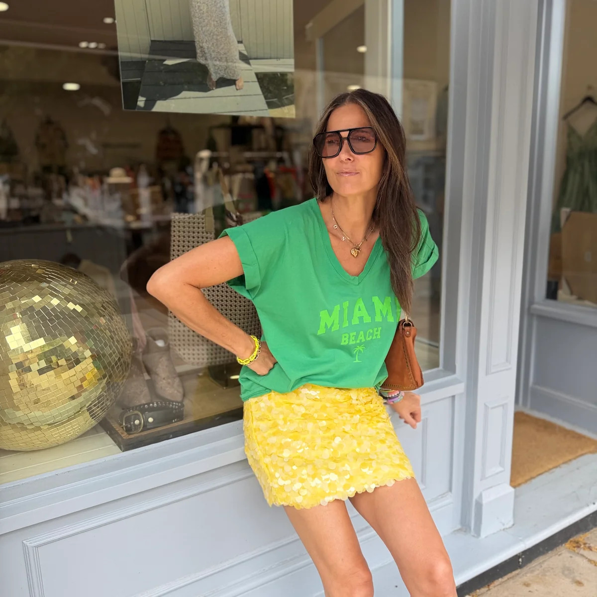 Aveline Sequin Mini Skirt - Lemon | Law and Co