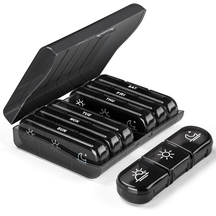 Tablettenbox 7 Tage Morgens Mittags Abends,Klein Pillendose Große Fächer,3 Fächer Pillenbox,Ta... | Amazon (DE)