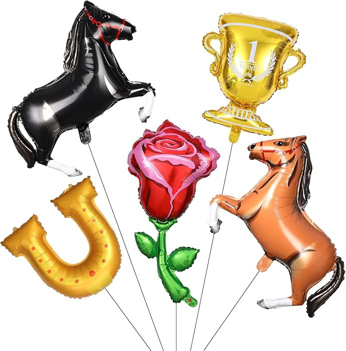 Derby Day Balloons Set, 5Pcs Run for the Roses Horse Racing Decorations Include Horse/Rose/Horses... | Amazon (US)