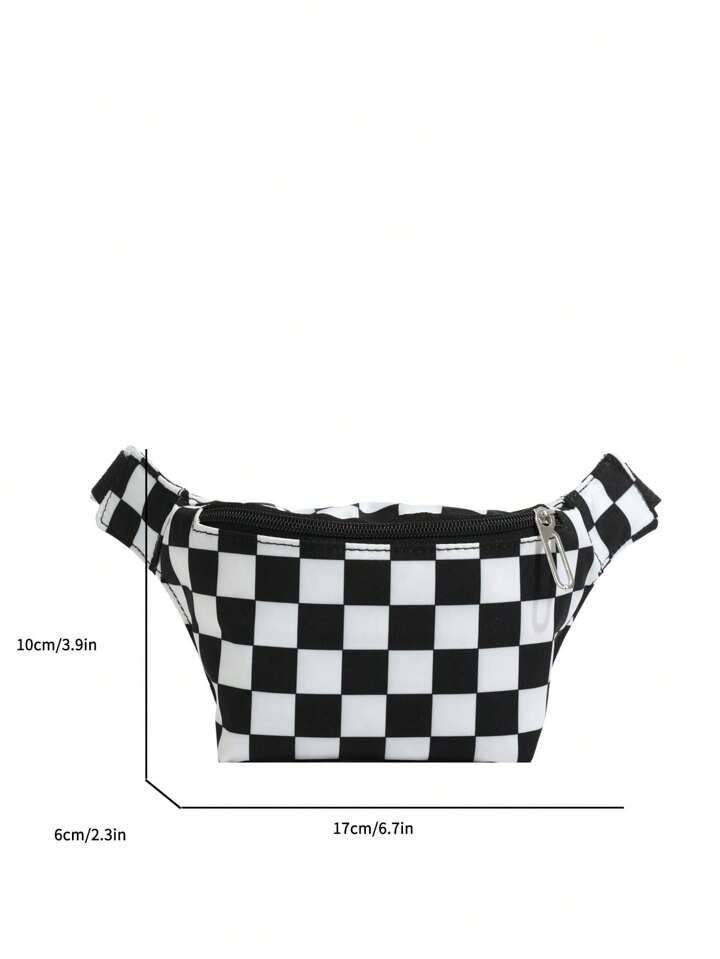 Girls' Plaid Chest Bag Fashionable Trendy Nylon Crossbody Bag Small Package | SHEIN