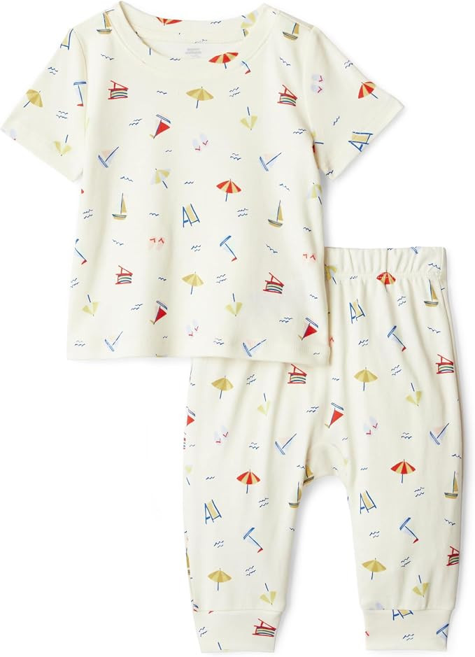 Amazon.com: Amazon Essentials X Sofia Grainge Baby Boys' Unisex Baby Pant & Top Set, Ivory Beach,... | Amazon (US)