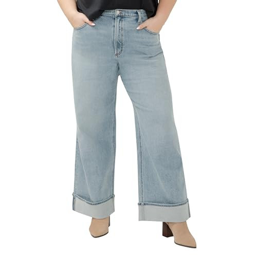 Silver Jeans Co. Women's Plus Size Highly Desirable High Rise Wide Leg Jeans, Harmony, 16 Plus | Amazon (US)