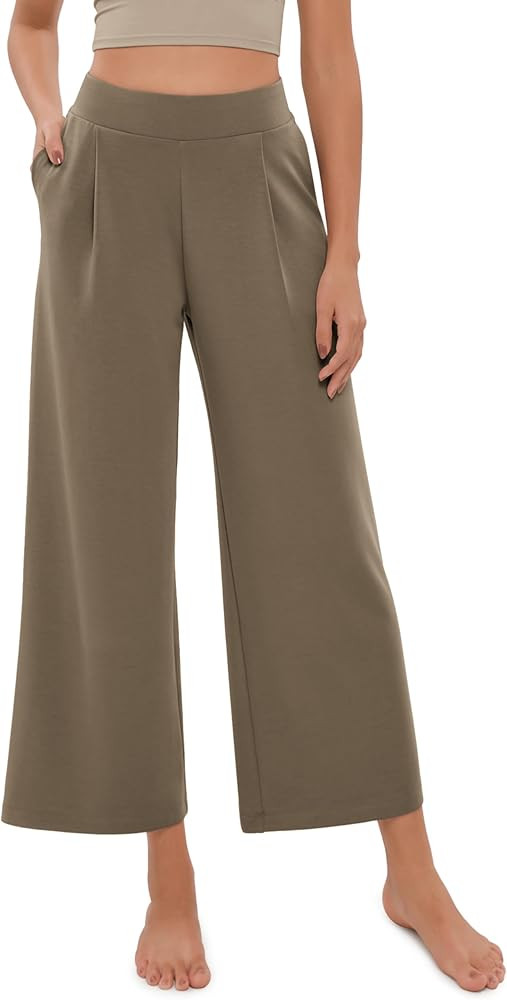 ODODOS Modal Soft Wide Leg Cropped Pants for Women High Waist Casual Relaxed Pants with Pockets-2... | Amazon (US)