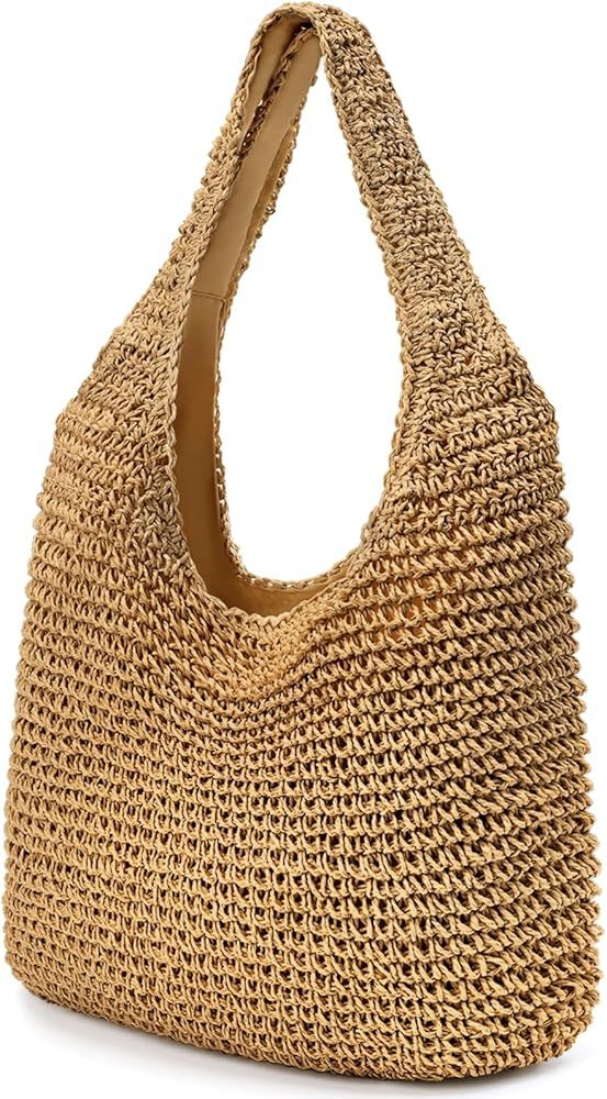 hatisan Straw Beach Bag for Women Summer Woven Beach Tote Bag Shoulder Handbags Boho Bag | Amazon (US)