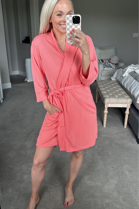 Coziest waffle knit robe from Walmart!! I’m wearing a medium. The lightweight is perfect for summer! 

#LTKFindsUnder50 #LTKStyleTip