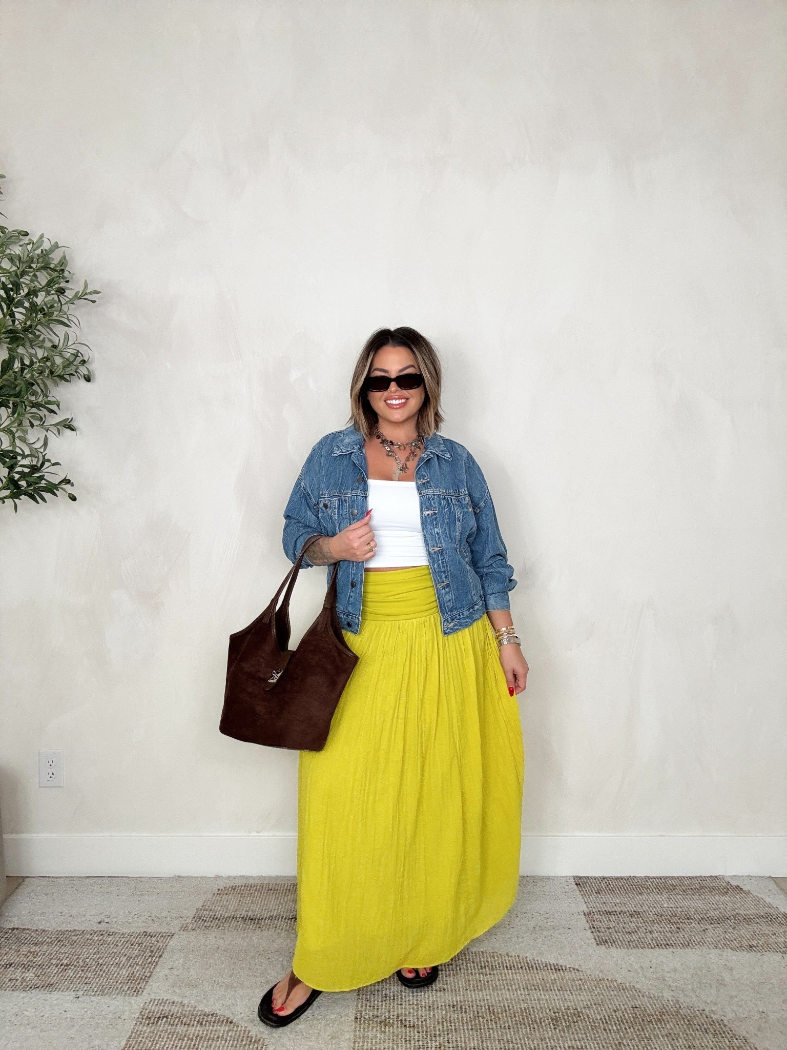 Skirt L can also be worn as a dress. 
Top L 
Jacket L 
Sandals sold out 
￼

#LTKSaleAlert #LTKMidsize