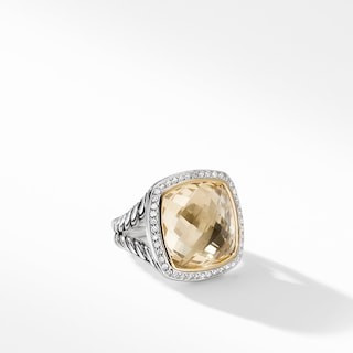 Albion® Ring with Champagne Citrine and Diamonds with 18K Gold, 17mm | David Yurman