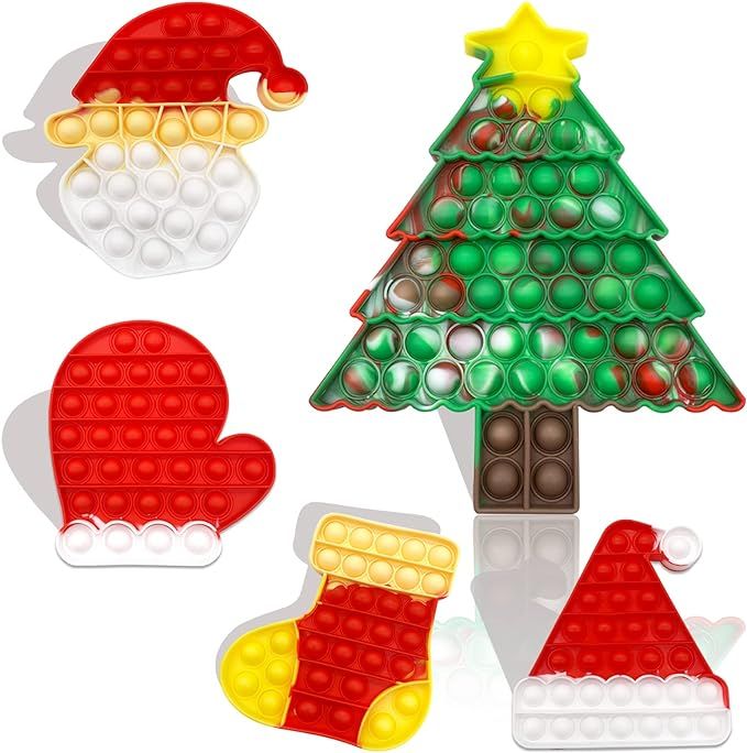 QETRABONE 5 Pack Pop Christmas Set Fidget Toys, Pop Bubble Christmas Tree Christmas Hat Toy, Auti... | Amazon (US)