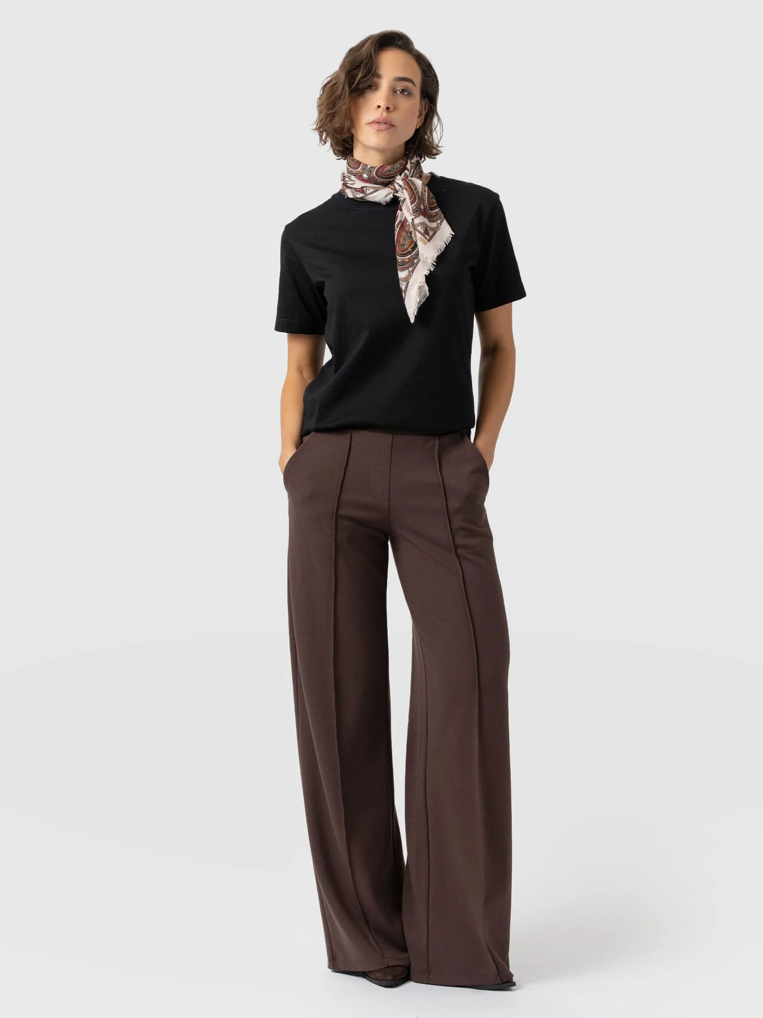 Keller Wide Leg Pant - Brown | Saint + Sofia UK