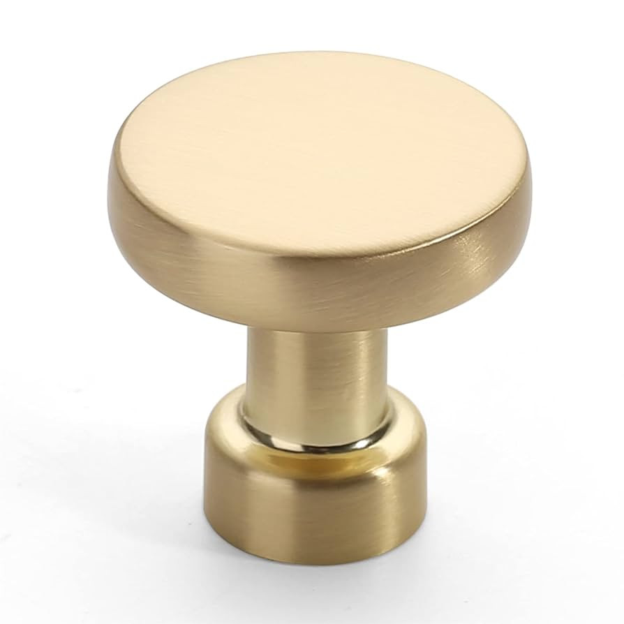 Amerdeco 10 Pack Brushed Brass Kitchen Cabinet Knobs Single Hole Cabinet Pulls Round Gold Drawer ... | Amazon (US)