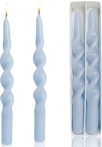 Twisted Taper Candle Light Blue Spiral Candlesticks 10 Inch Unscented Handmade Dinner Candles Set... | Amazon (US)