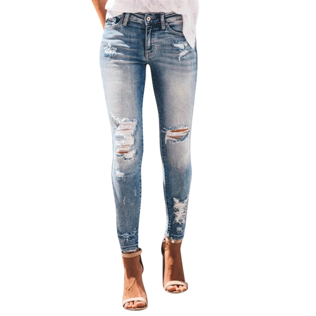 Labakihah jeans for women Casual Women Skinny Ripped Jeans Distressed Denim Pants Hole Bottoms ri... | Walmart (US)