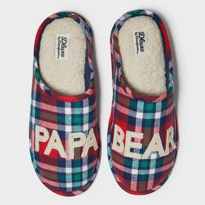 Men's dluxe by dearfoams Papa Bear Slide Slippers - Red | Target