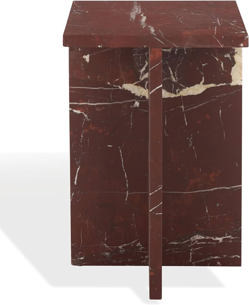 SAFAVIEH Couture Collection – Adriano Red & White Marble Square Accent Table, Fully Assembled S... | Amazon (US)