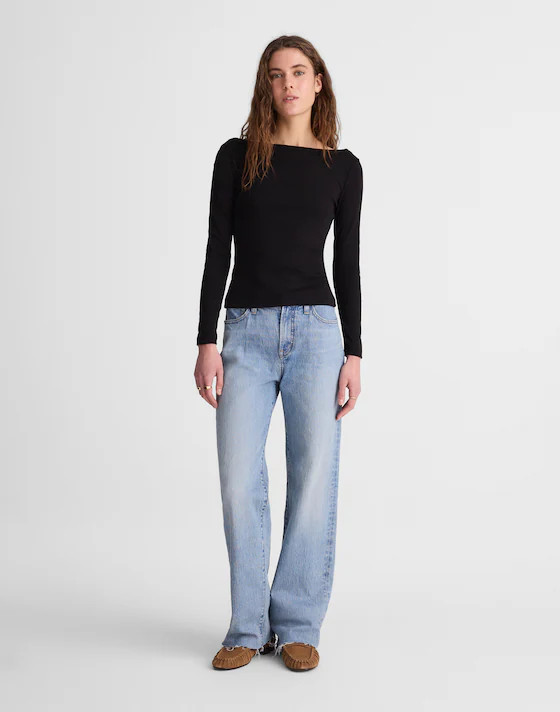 The '90s Boatneck Tee in Compact Cotton | Madewell