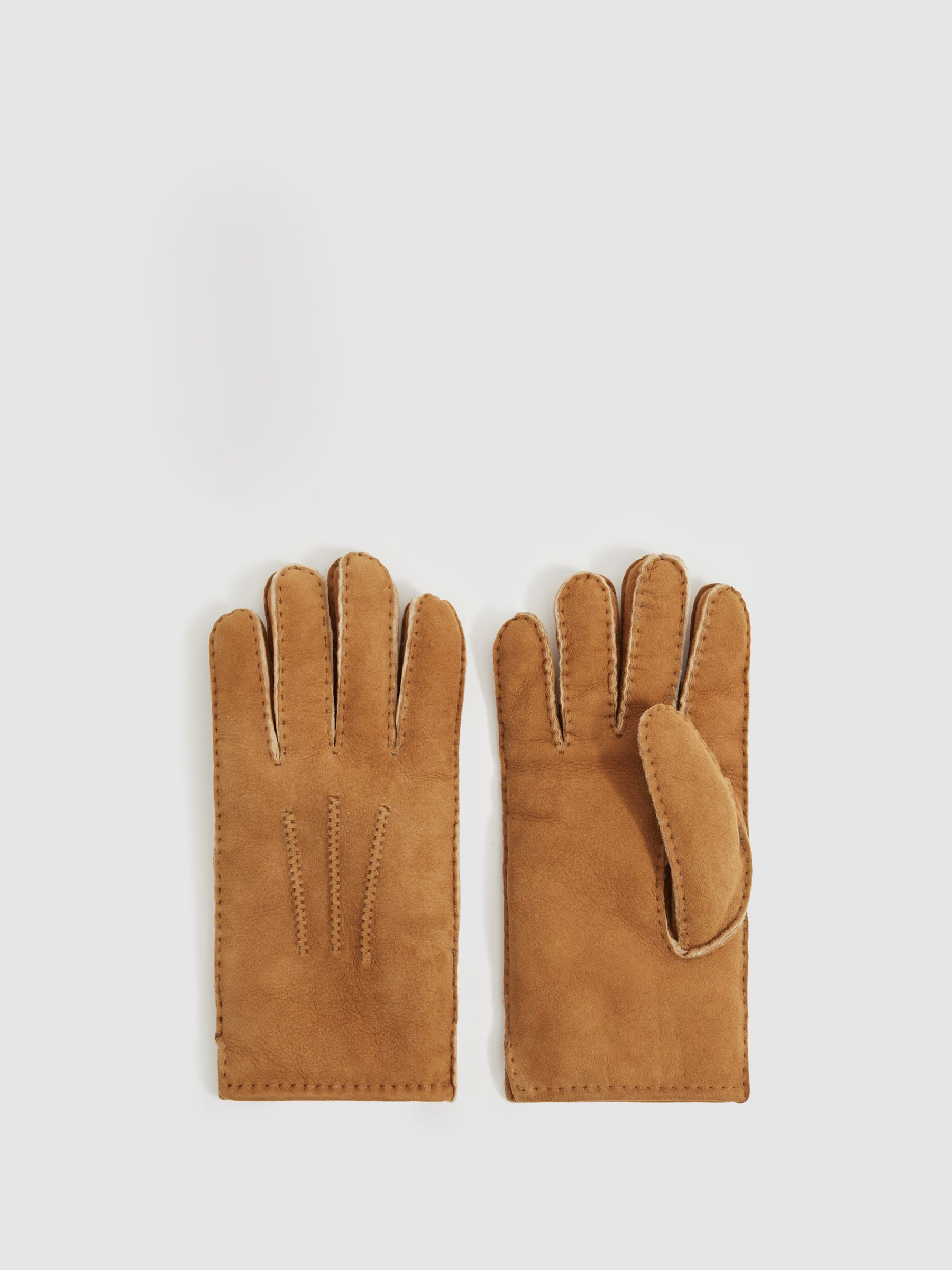 Reiss Suede Shearling Gloves in Tan - REISS | Reiss UK