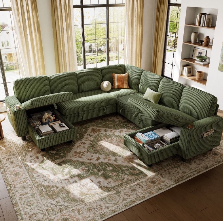 Green couch with storage and sleeper 

#LTKSaleAlert #LTKdayinmylife #LTKHome