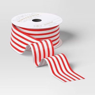 15' Christmas Nostalgic Noel Premium Ribbon Red and White Stripes - Wondershop™ | Target