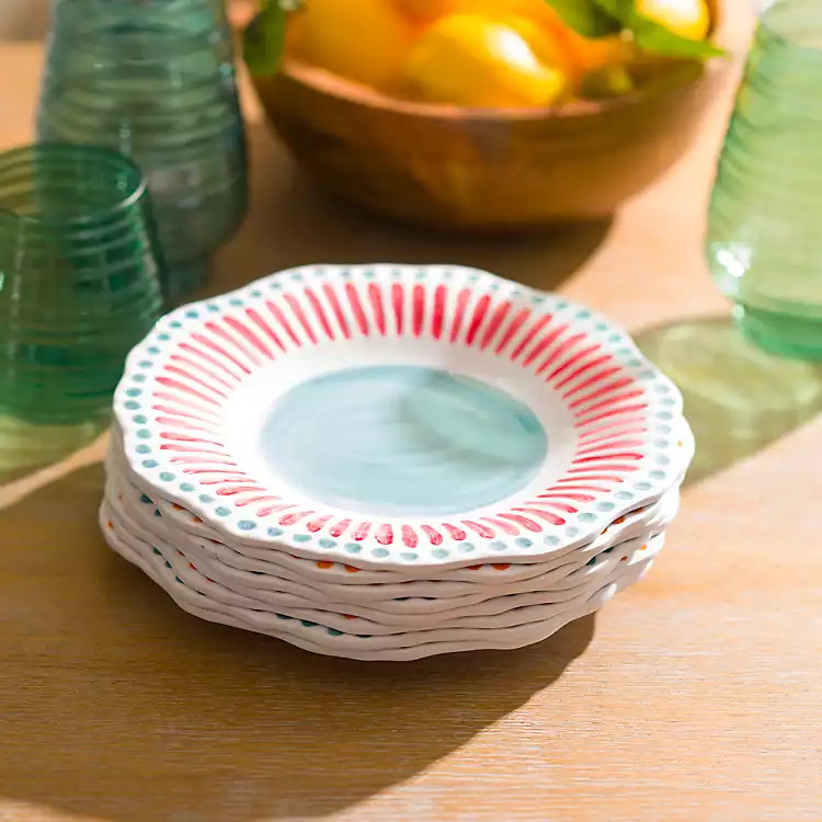 Aqua and Pink Dotted Melamine Salad Plate | Kirklands
