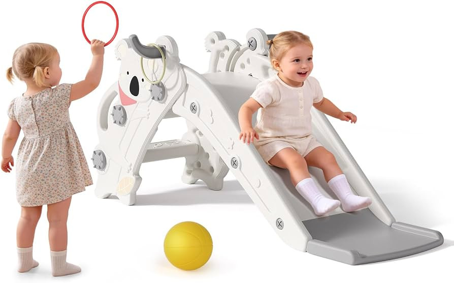 Babytronic Toddler Slide Indoor & Outdoor Playground, 4-in-1 Baby Slide with Climber, Basketball ... | Amazon (US)