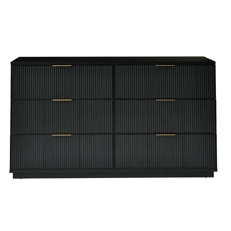Better Homes & Gardens Lillian Fluted 6 Drawer Dresser, Black Finish | Walmart (US)