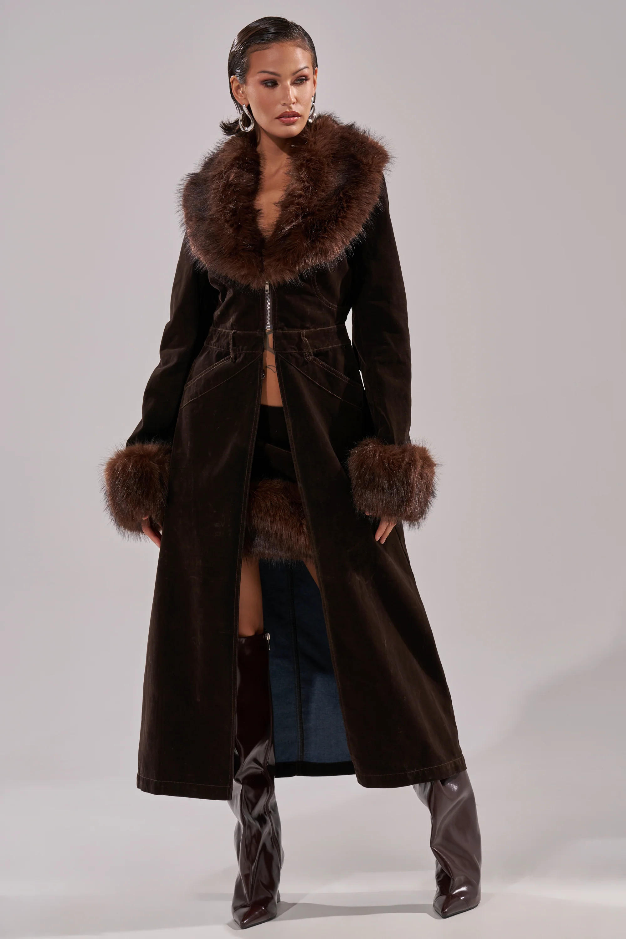 WILD SIDE VELVET DENIM TRENCH | AKIRA