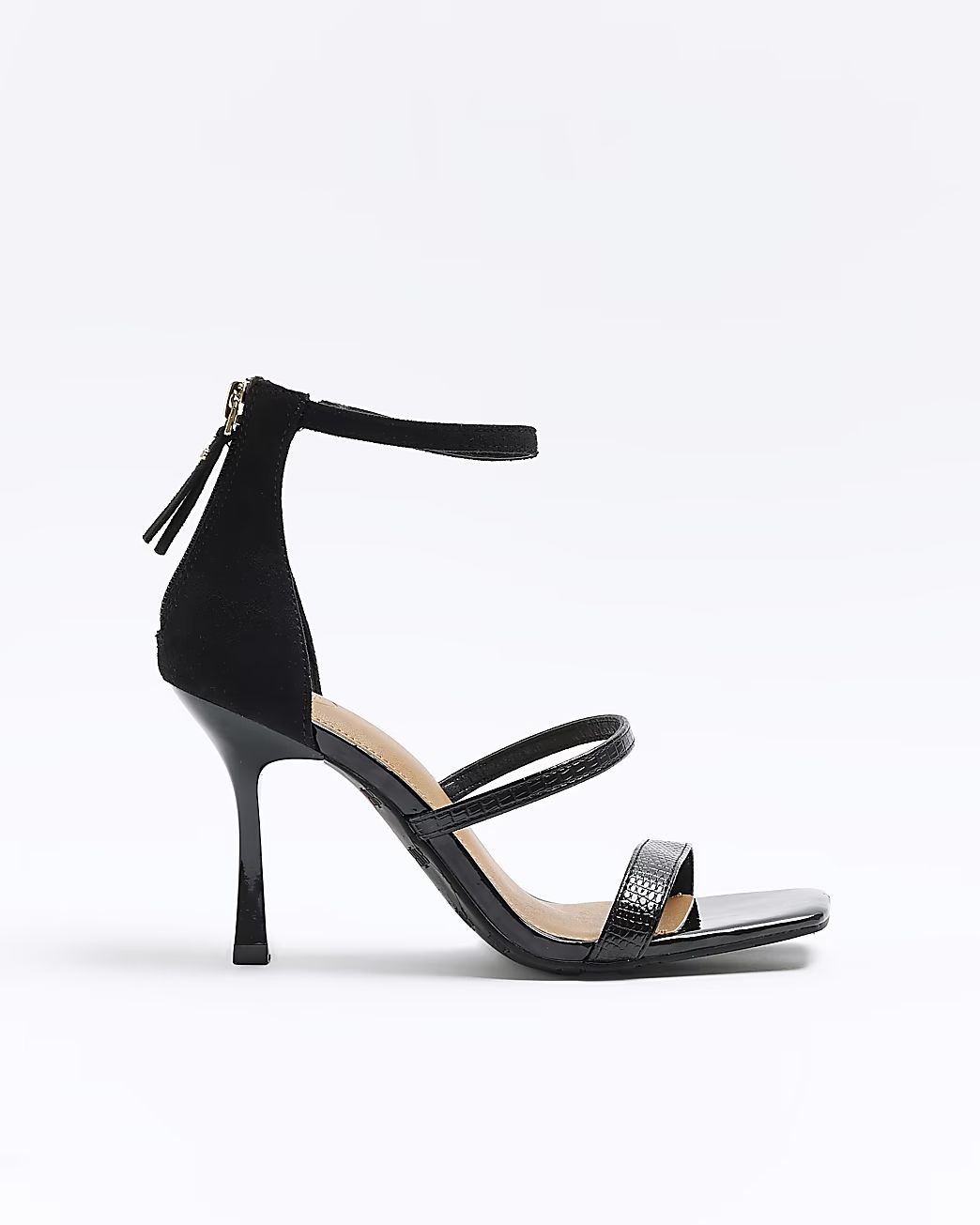 Black closed back heeled sandals | River Island (UK & IE)