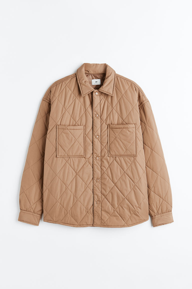 H & M - Relaxed Fit Quilted Jacket - Beige | H&M (US + CA)