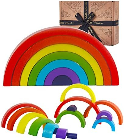 Jaques of London Wooden Toys Rainbow Toy | 7 PCS Rainbow Stacking Toys | Montessori Toys for 1 2 3 Y | Amazon (UK)