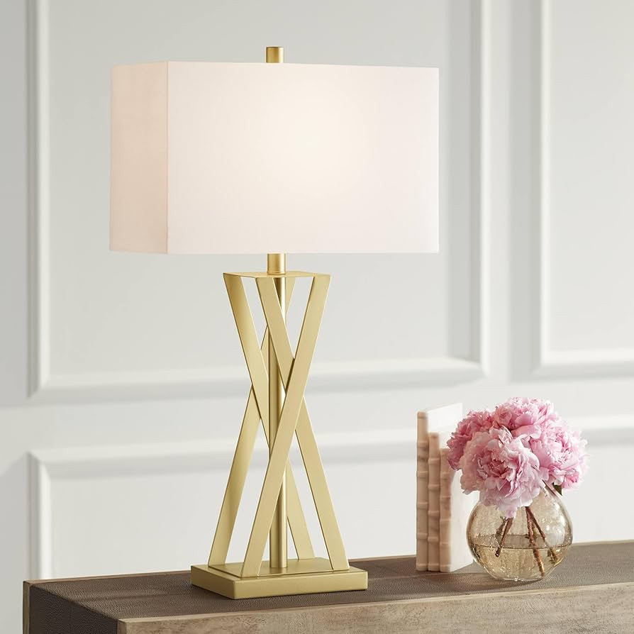 360 Lighting Rafael 29 1/2" Tall Geometric Modern Glam End Table Lamp Gold Finish Metal Living Ro... | Amazon (US)