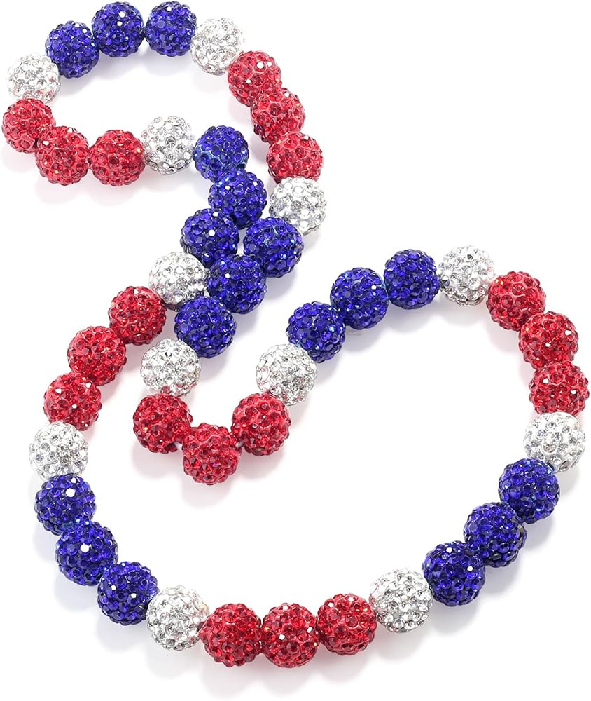 QINJIEJIE Baseball Necklaces Beads for Men, 16/18 in Bling Diamond Rhinestone Chain Baseball Drip... | Amazon (US)