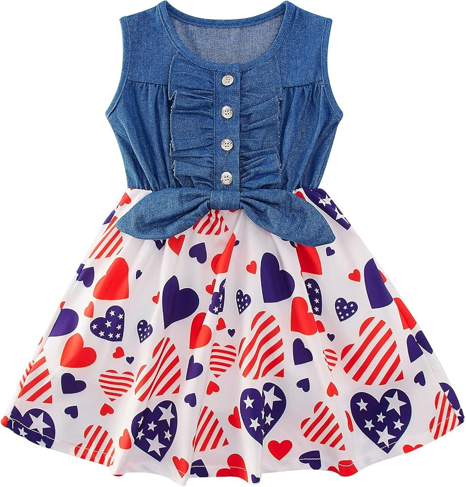 Enlifety 2-8T Girls Sleeveless Denim Dress - Soft Double-Lined Cowgirl Outfit for Spring/Summer, ... | Amazon (US)