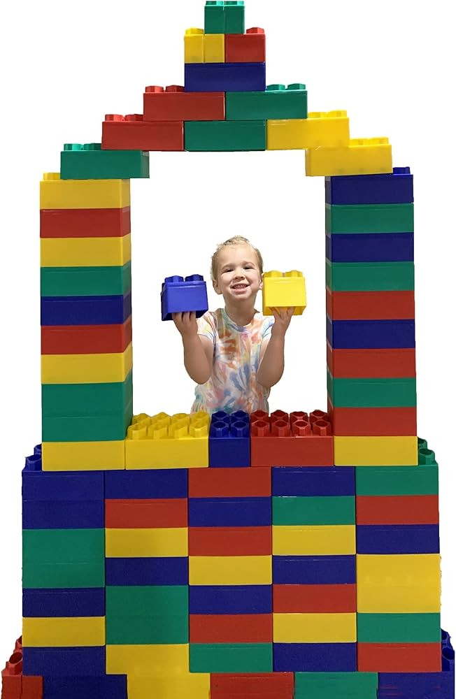 BiggoBlocks 96pc Jumbo Blocks Set | Made in The USA | 80 Large Blocks | 16 Small Blocks | 4 Color... | Amazon (US)