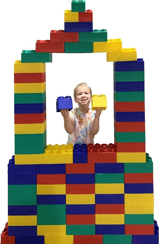 BiggoBlocks 96pc Jumbo Blocks Set | Made in The USA | 80 Large Blocks | 16 Small Blocks | 4 Color... | Amazon (US)