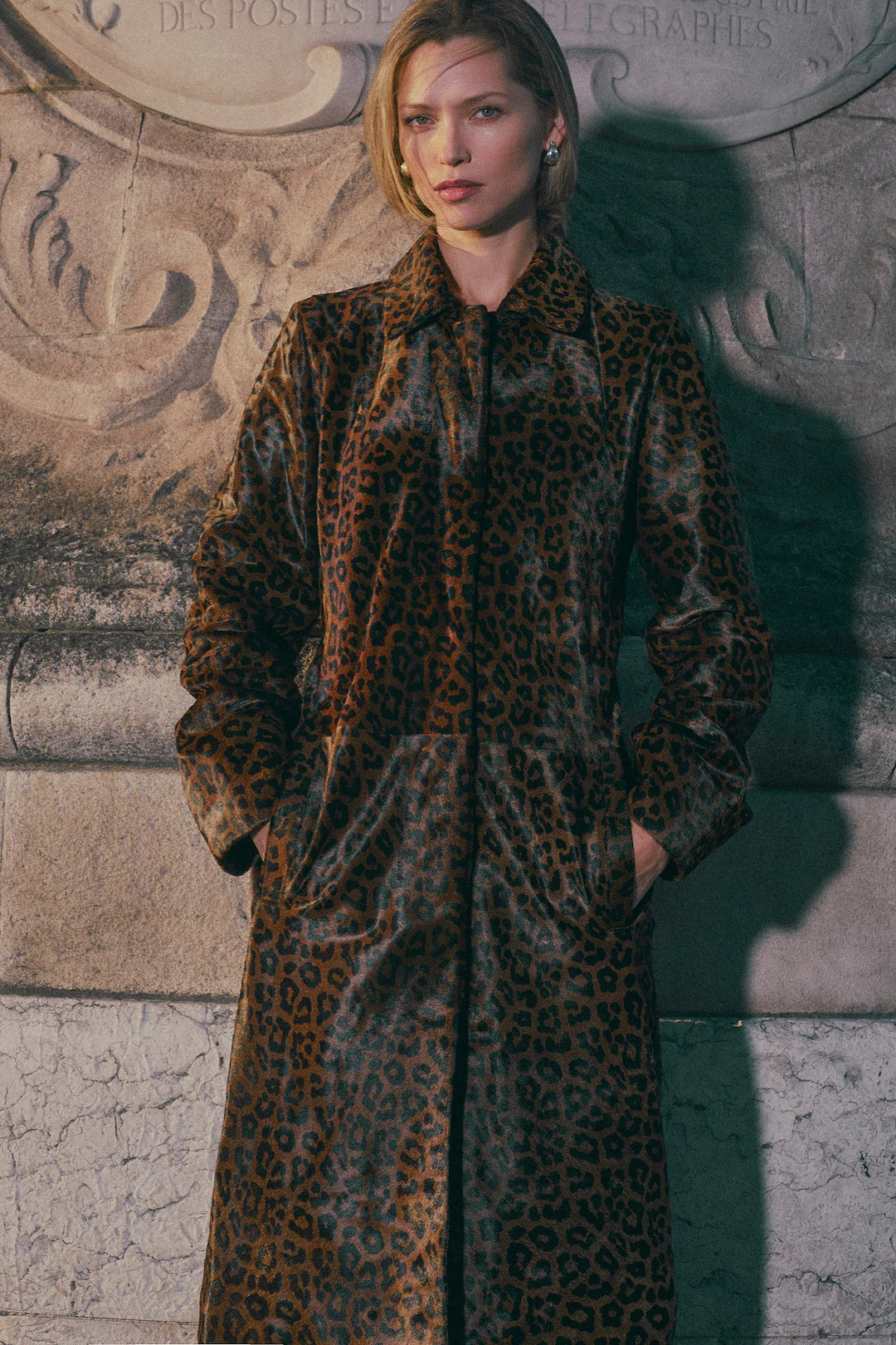 Pony Hair Trench Coat (Leopard) | SAME