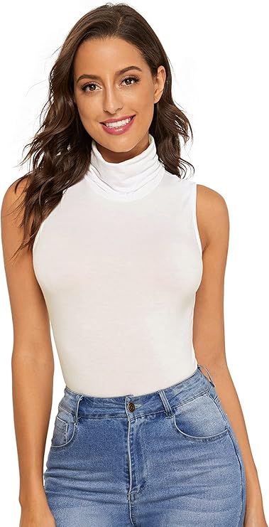 Verdusa Women's Sleeveless High Turtleneck Fitted Tank Top | Amazon (US)