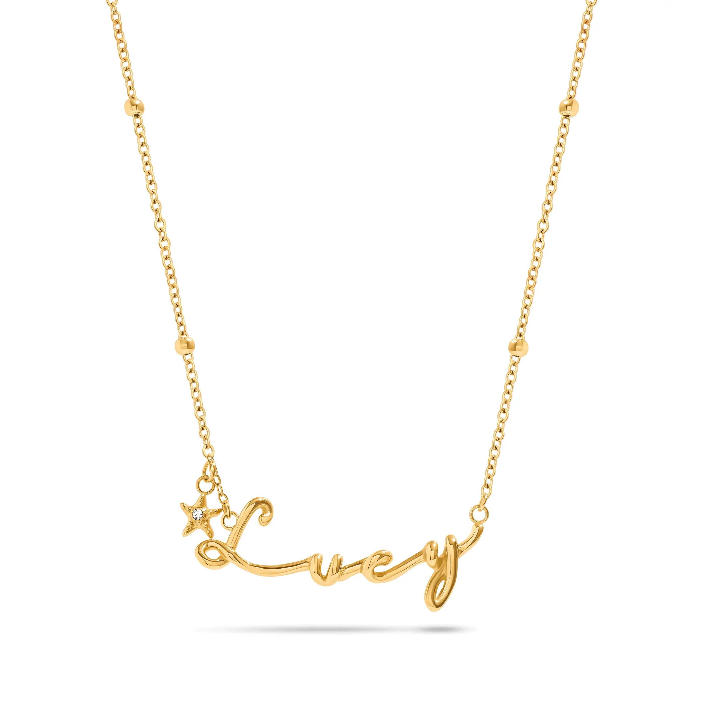 Written In The Sand Charm Name Necklace (Gold) | Abbott Lyon