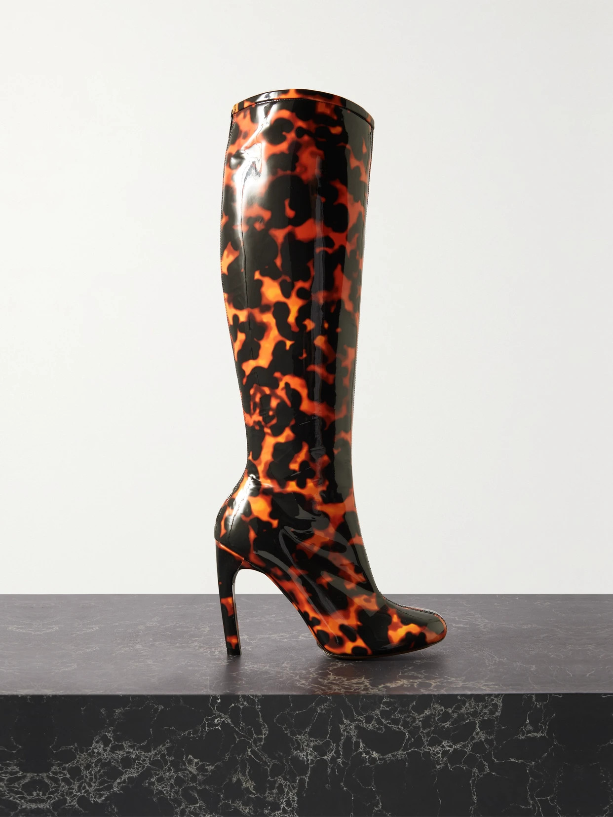 Dries Van Noten - Printed Patent-leather Knee Boots - Orange | NET-A-PORTER (US)