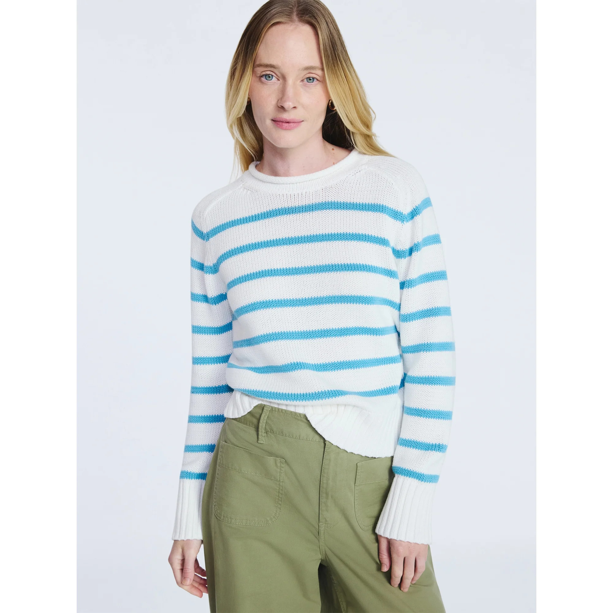 Free Assembly Women’s Saddle Shoulder Roll Neck Cotton Sweater with Long Sleeves, Sizes XS-XXL | Walmart (US)