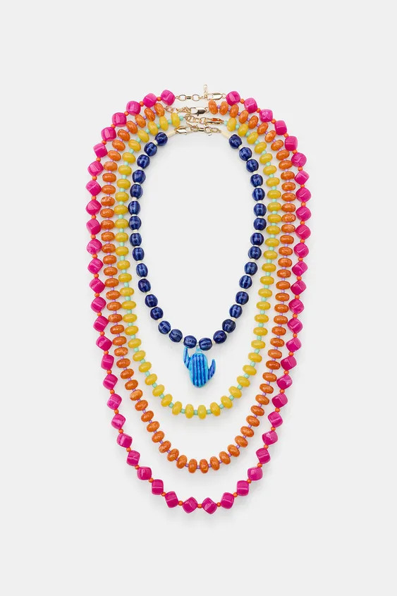 PACK OF 4 BEADED CACTUS NECKLACES | Zara US