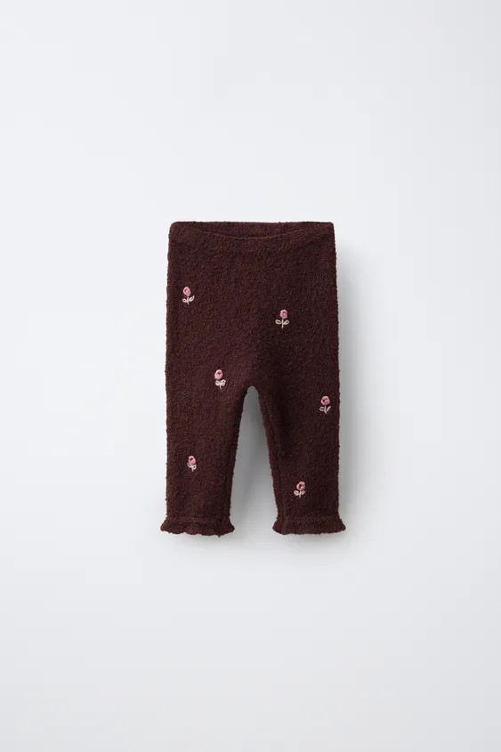 KNIT PANTS WITH RUFFLE HEM AND DOT DETAIL | Zara US