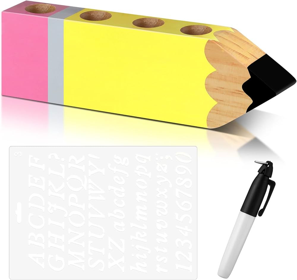 Amazon.com: Wooden Desk Pencil Holder for Classroom Teacher Appreciation Gift Teacher Name Pencil... | Amazon (US)