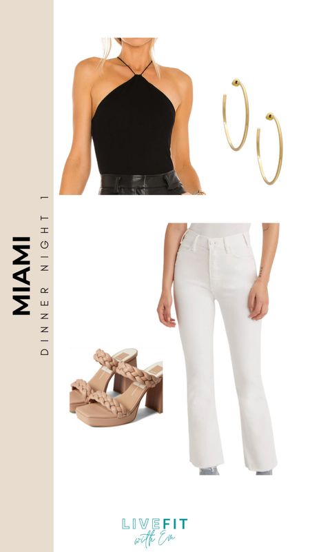 Miami nights call for chic, sleek styles! 🌴✨ This stunning black halter top paired with crisp white trousers makes for a sophisticated look that's perfect for a glamorous dinner. Accessorize with gold hoop earrings and complement the outfit with these gorgeous braided heels to elevate your style. Ready to turn heads as you enjoy the city lights? #MiamiNights #DinnerOutfit #FashionGoals #LiveFitWithEm

#LTKstyletip #LTKSeasonal #LTKtravel