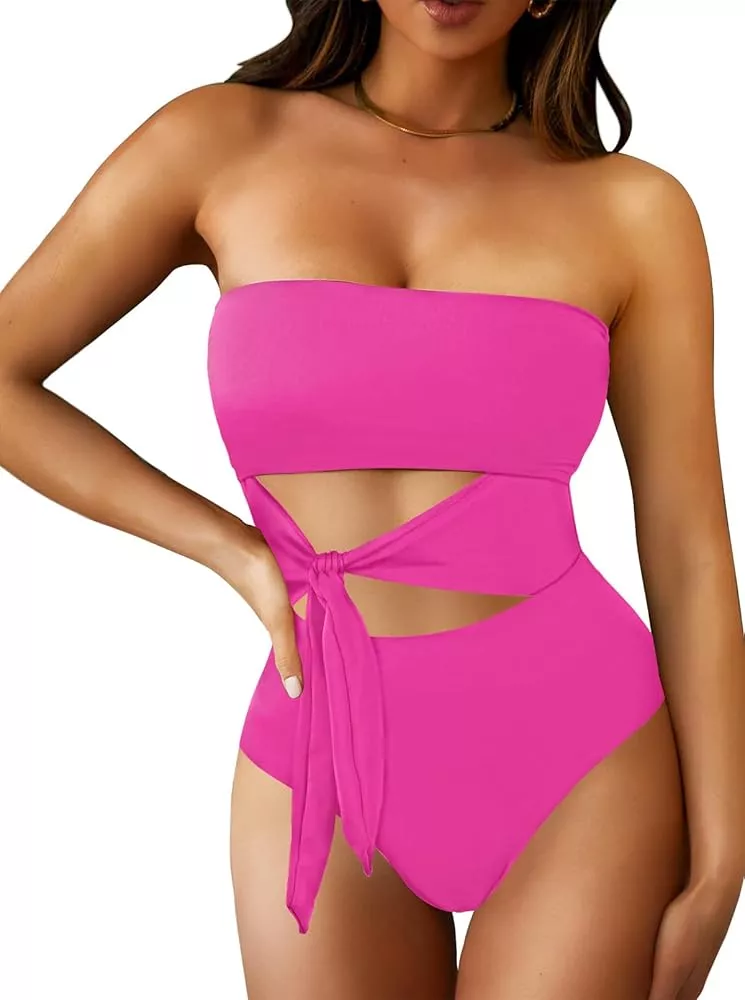 Pink strapless bathing on sale suit