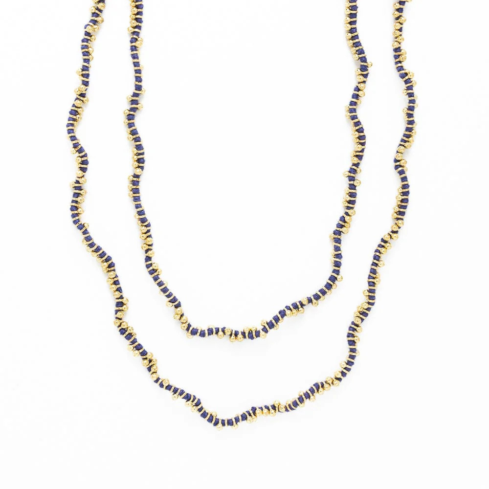 Rosemary Thread With Brass Extra Long Necklace Royal Blue | INK+ALLOY