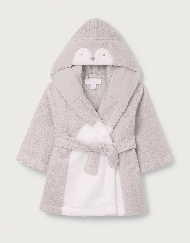 Organic Cotton Snowy Penguin Robe (0–12mths) | The White Company UK & ROW