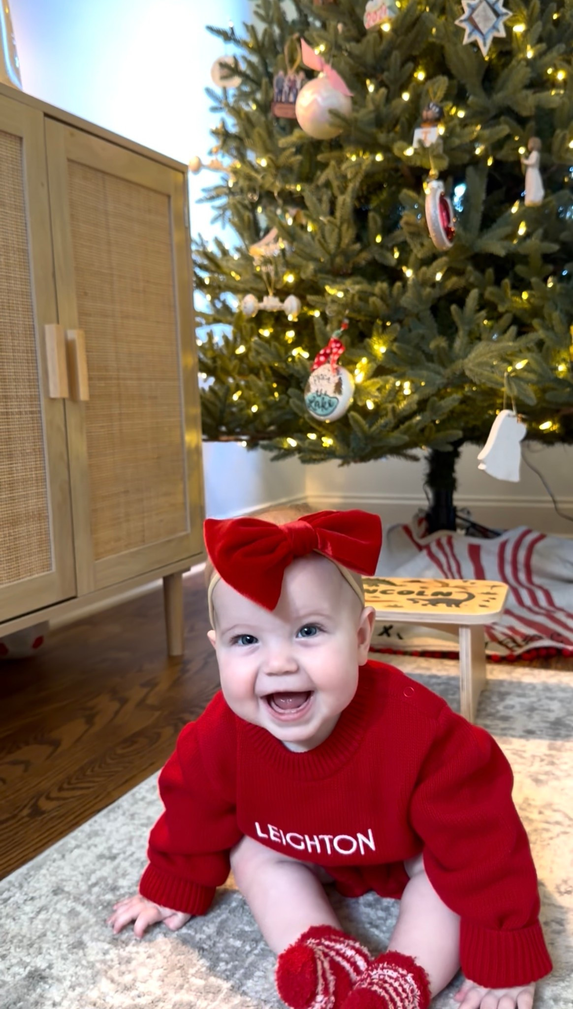 Pretty baby girl in the perfect red for Christmas! 😍 Caden Lane code is BFLAURA for 25% 24 hours only!!! 