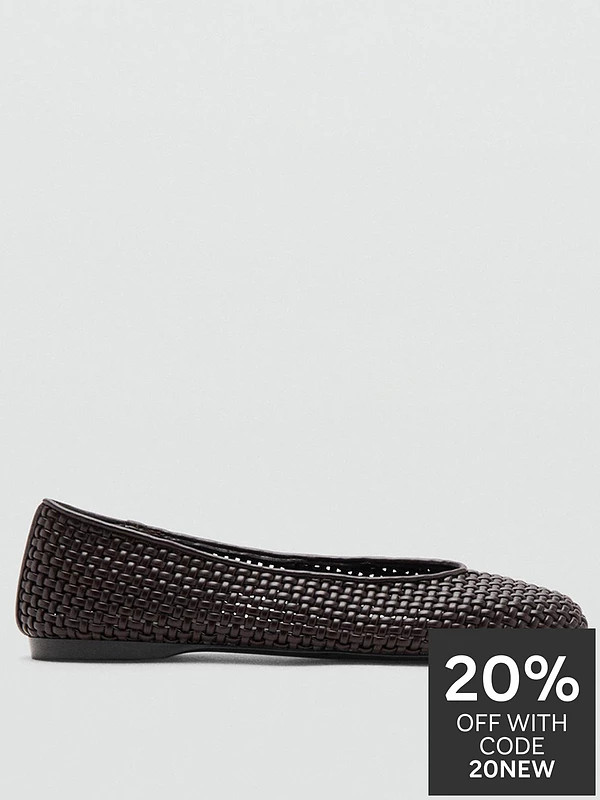 Mango Braided Ballerina Flat - Brown | Very (UK)