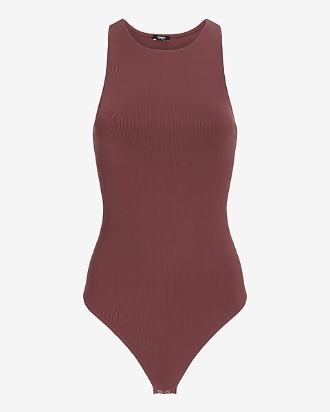 Body Contour Ribbed High Neck Thong Bodysuit | Express