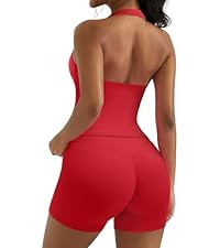 OMKAGI Workout Sets for Women Cute Doubel Layer Open Back Sports Bras Gym Shorts Outfits | Amazon (US)